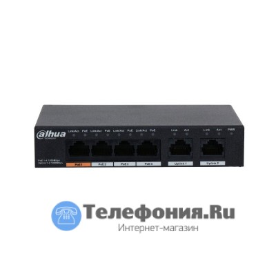 DAHUA DH-PFS3006-4GT-60 4-портовый неуправляемый коммутатор с РоЕ